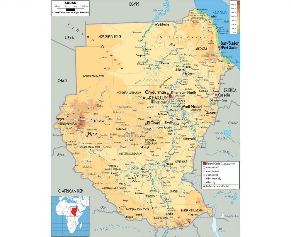 نقشه از سودان جاده ها