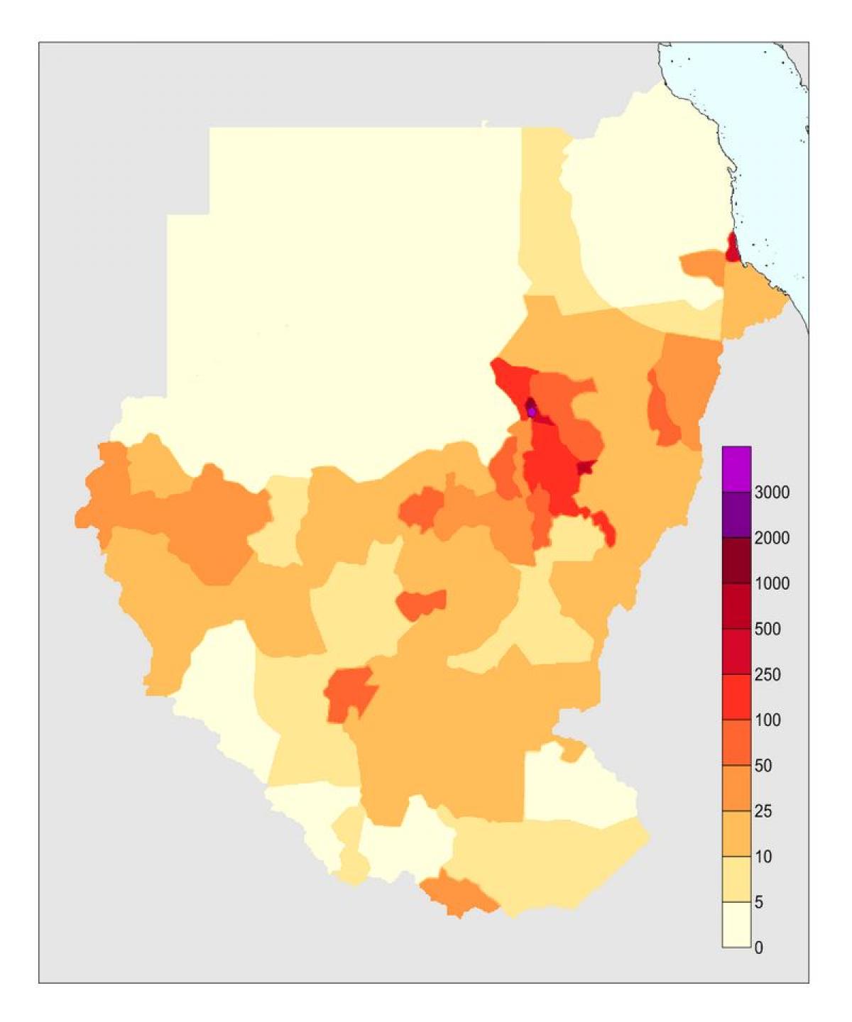 نقشه از جمعیت سودان