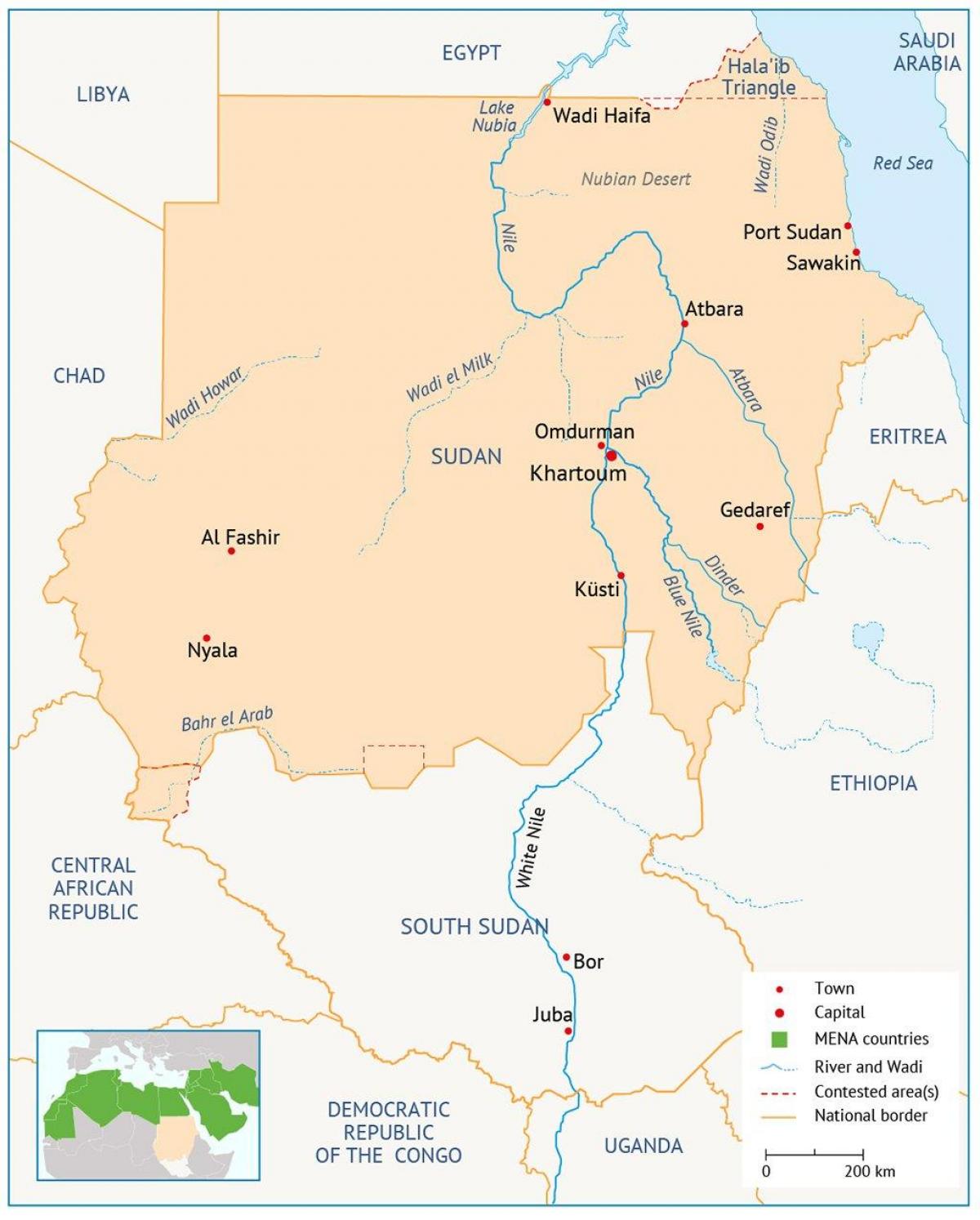 نقشه از رودخانه سودان