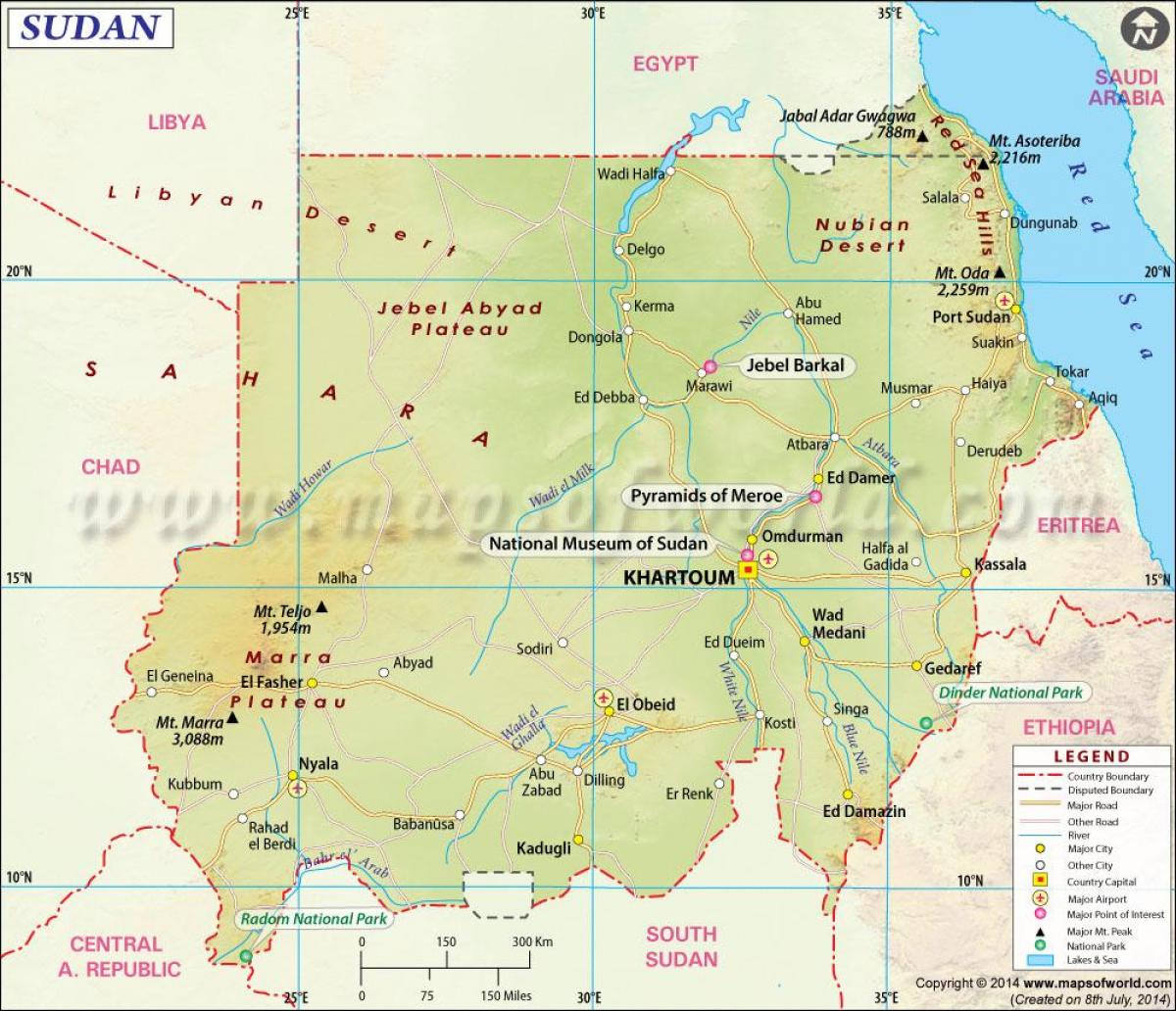 نقشه از شهرستانها سودان