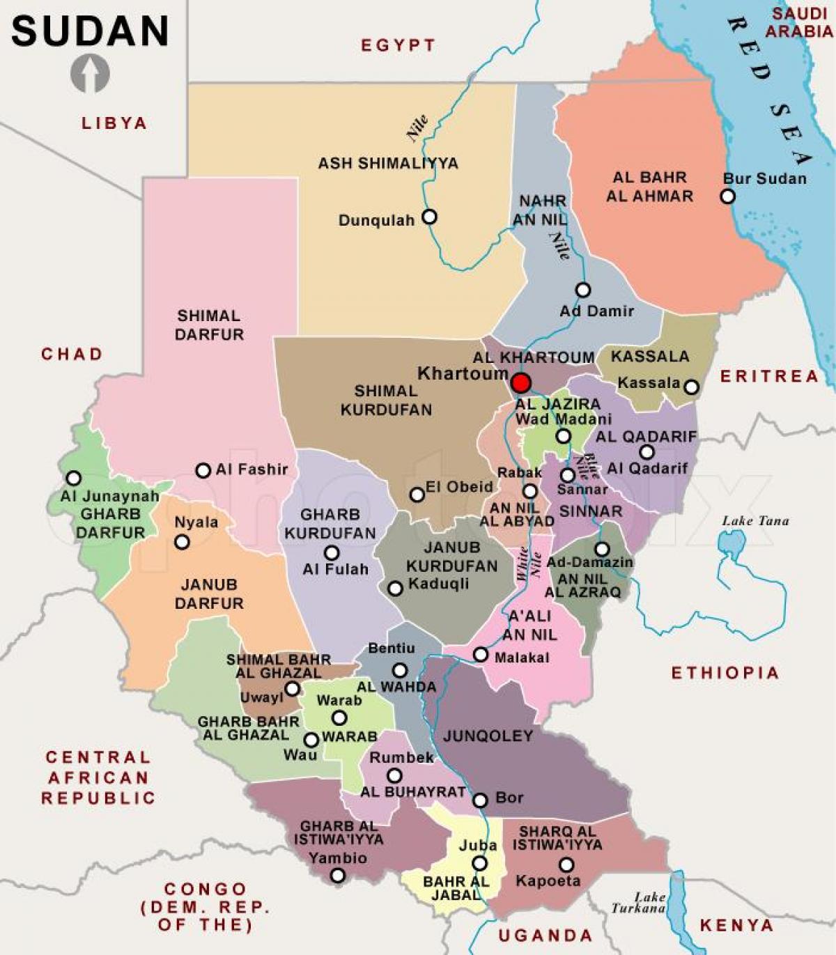 نقشه از مناطق سودان